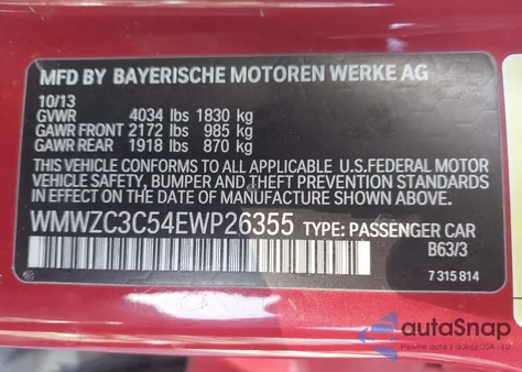 2014 Mini Countryman Cooper S z USA, uszkodzony, nr VIN WMWZC3C54EWP26355